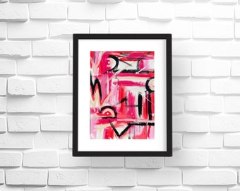 Contemporary Bold Red Abstract Painting • Interior Art On Paper • 11x15 Modern Raw Art • Passion Filled Wall Decor