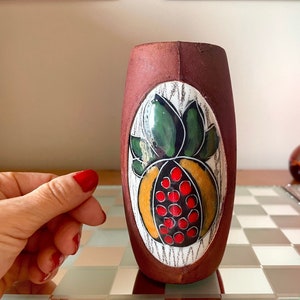 Mid-Century Italian Marcello Fantoni Leather-Wrapped Ceramic Vase.