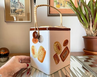 Vintage Japanese Ceramic Cookie Jar- Basket Style.