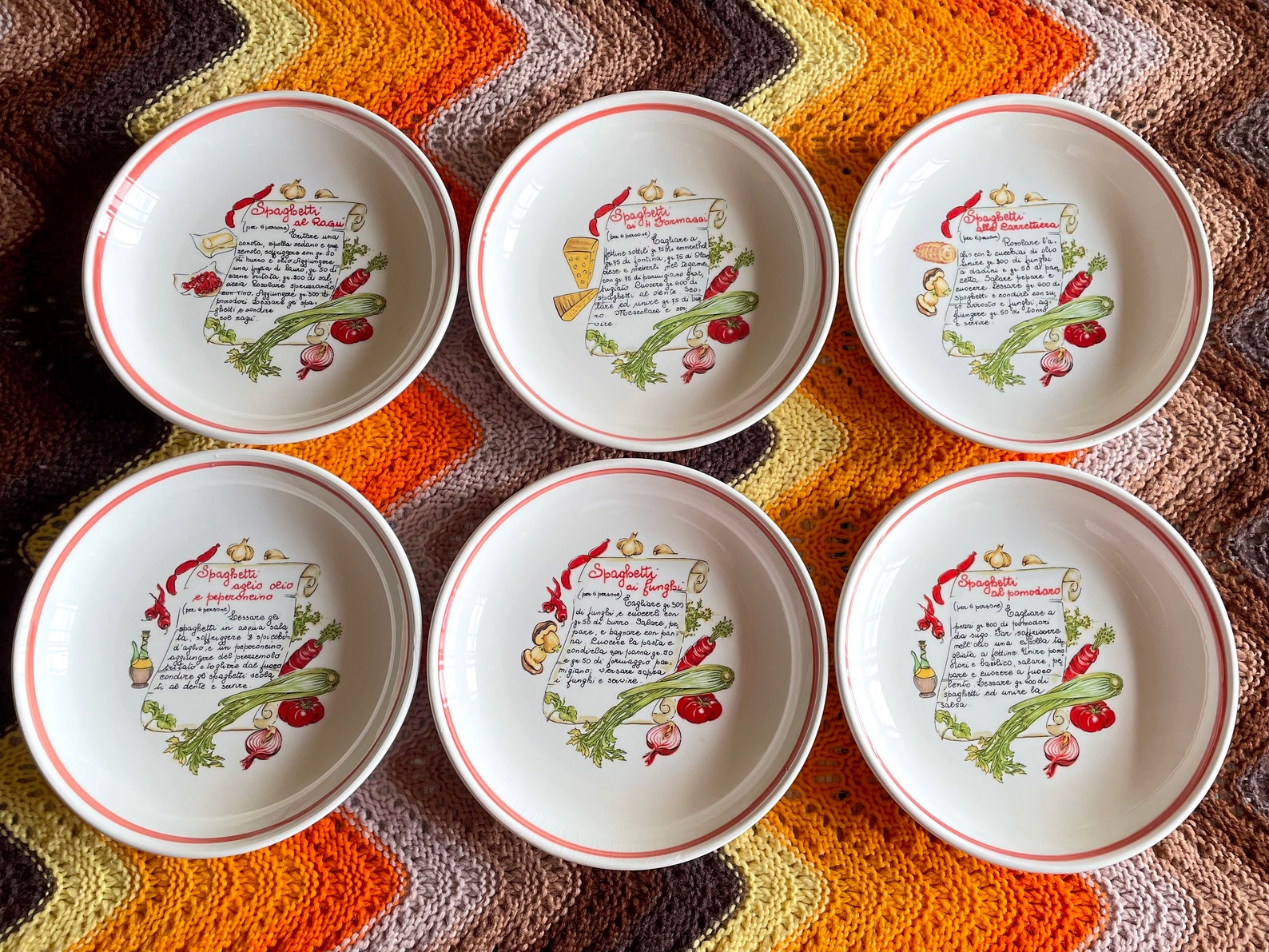 Stovit Italy Recipes Pasta Bowls Set Of 6. Etsy