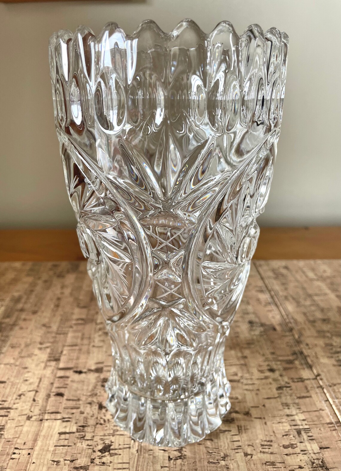 Tall Crystal Vase Stars Pinwheels & Ovoids. Etsy