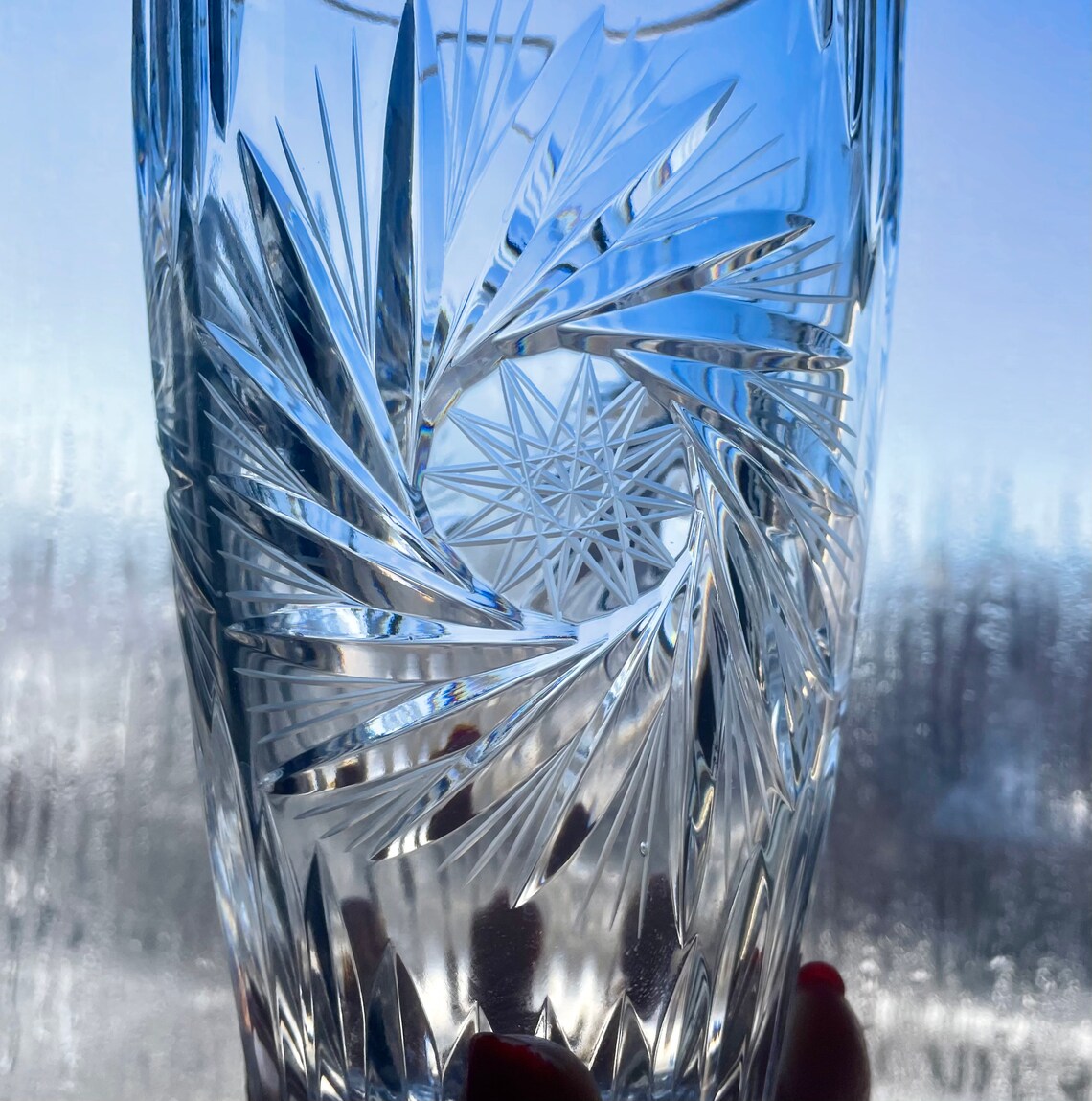 Beautiful Crystal Pinwheel Vase. Etsy