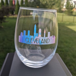 Cleveland Skyline Wine Glass