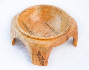 Tiger Maple Footed Bowl - Display, Wood, Trinket Bowl