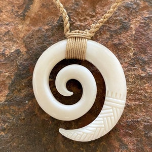Hawaiian Honu Turtle Pendant Necklace - Hand Carved Buffalo Bone On Brown Cord Choker