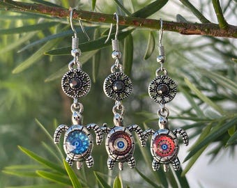Hawaiian Design Jewelry Turtle Honu Pendant Dangle Earrings