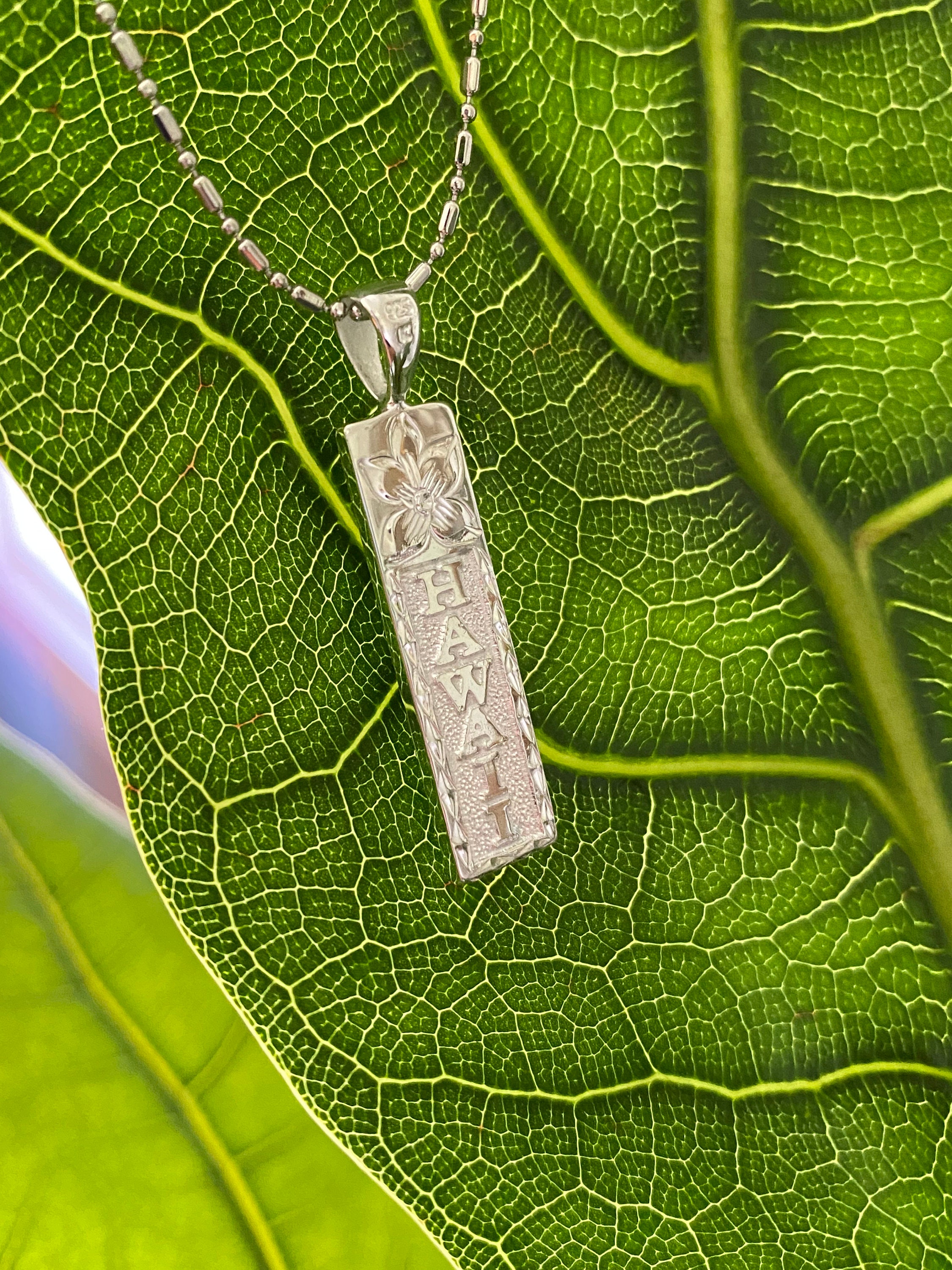 thumbnail image 2 of 925 Sterling Silver Aloha Vertical Pendant Necklace – Hawaiian Jewelry Style SP14411 2 of 6