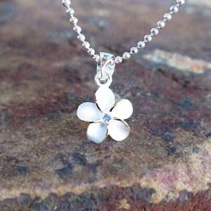 Hawaii Jewelry Genuine Sterling Silver 2 Tone Plumeria Pendant Necklace