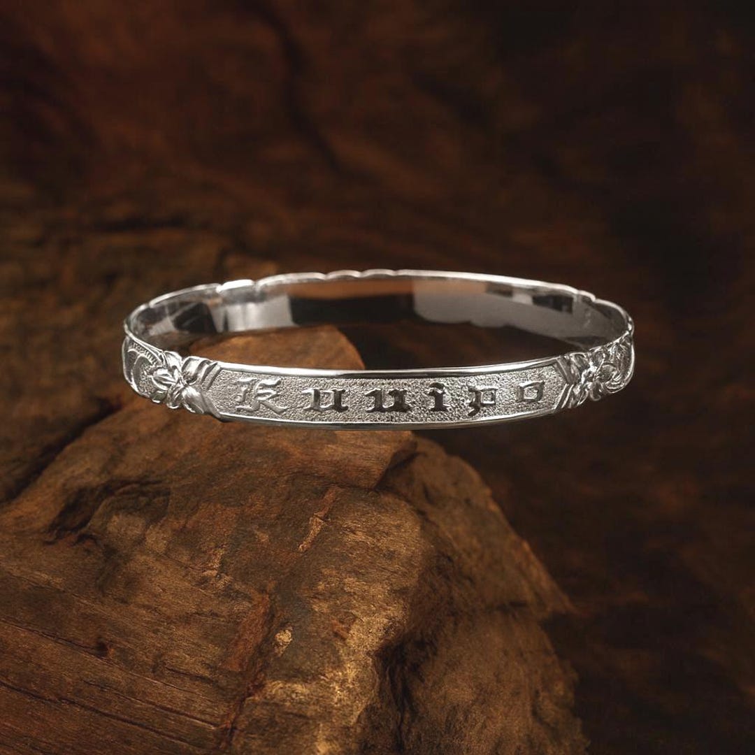 Hawaiian Jewelry 925Silverバングル「Kuuipo」総彫 Hawaiian Jewelry Solid 925 Sterling Silver KU'UIPO Sweetheart