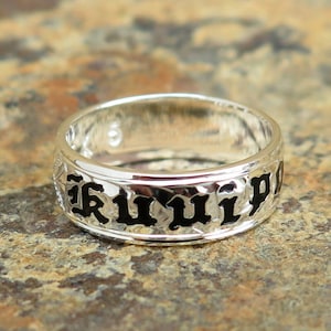 Hawaiian 925K Sterling Silver Black KUUIPO Jewelry Wedding Anniversary Ring Band 6mm