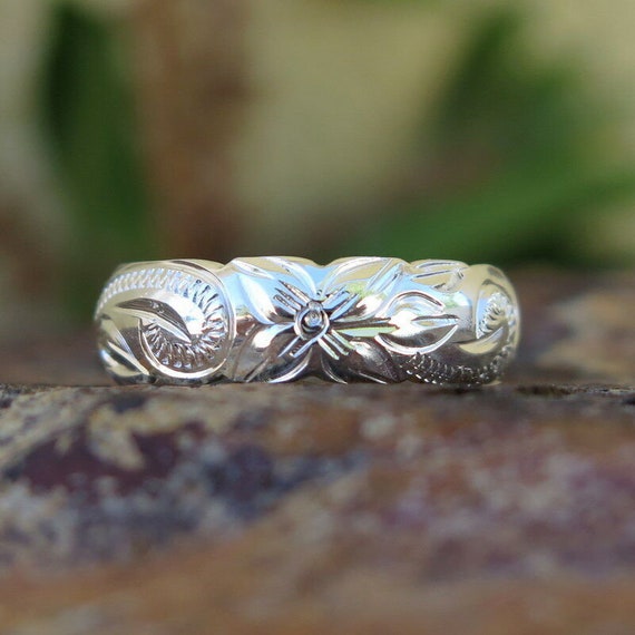 Hawaiian Design 925K Sterling Silver Scroll Flower Cutout
