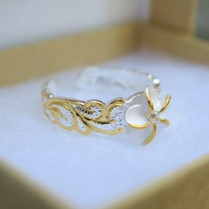 thumbnail image 2 of 6mm Sterling Silver Hawaiian Princess Scroll Ring - Rose Gold Plated Two-Tone, Sizes 3-14 2 of 3