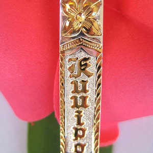 Hawaiian Design Jewelry Silver Tag 10mm Pendant Necklace 2 Tone Kuuipo " Sweetheart "