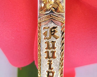 Hawaiian Jewelry Silver Tag 10mm Pendant Necklace 2 Tone Kuuipo " Sweetheart "