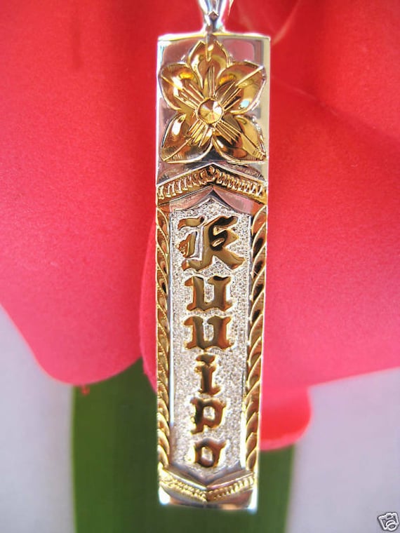 Hawaiian Design Jewelry Silver Tag 10mm Pendant Necklace 2 Tone Kuuipo Sweetheart Etsy