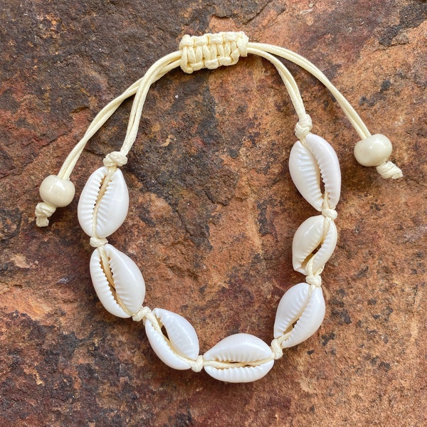 Hawaiian Jewelry Natural Puka Shell String Anklet & Bracelet with Adjustable Tie