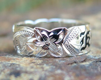 アクセサリー vintage silver 925 Hawaiian Jewelry Hawaiian Jewelry Sterling Silver Floral Scroll Love Wedding