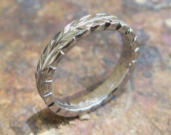 Hawaii Jewelry 925 Silver Black Plumeria Wedding Ring Band 4mm