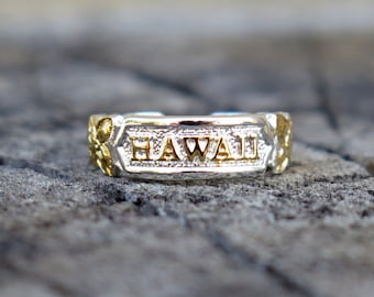 Hawaiian Design Sterling Silver Hawaii Scrolling Toe Ring Yellow Gold Plated