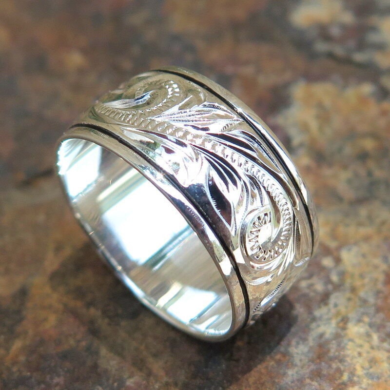 Hawaiian Design Jewelry 925K Sterling Silver Black Border