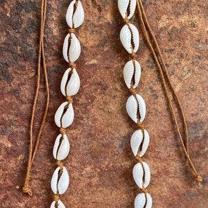 Hawaiian Design Natural Puka Shell Brown String Anklet & Bracelet with Adjustable Tie