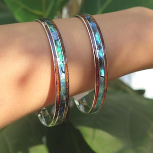 Hawaiiaans design sieraden abalone schelp koahout roestvrijstalen armband