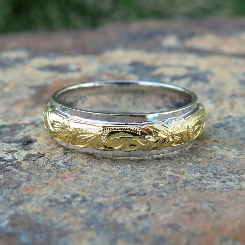 Hawaiian Design Jewelry Thick 925K Silver Gold Plated Scroll