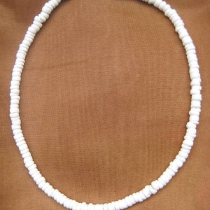 Hawaii Unisex Souvenir Surfer Jewelry White Natural Puka Shell Necklace 16, 18 , 20 , 22 , 24 image 1