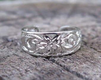 Hawaiian 925K Sterling Silver Scrolling See Through Toe Ring