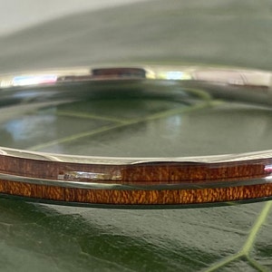 Hawaiian Design Jewelry Natural Koa Wood Stainless Steel Bangle island jewelry bracelet ( 6mm )