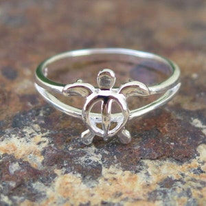 Hawaiian Jewelry Sterling Silver Honu Sea Turtle Open Band Wedding 8mm Ring