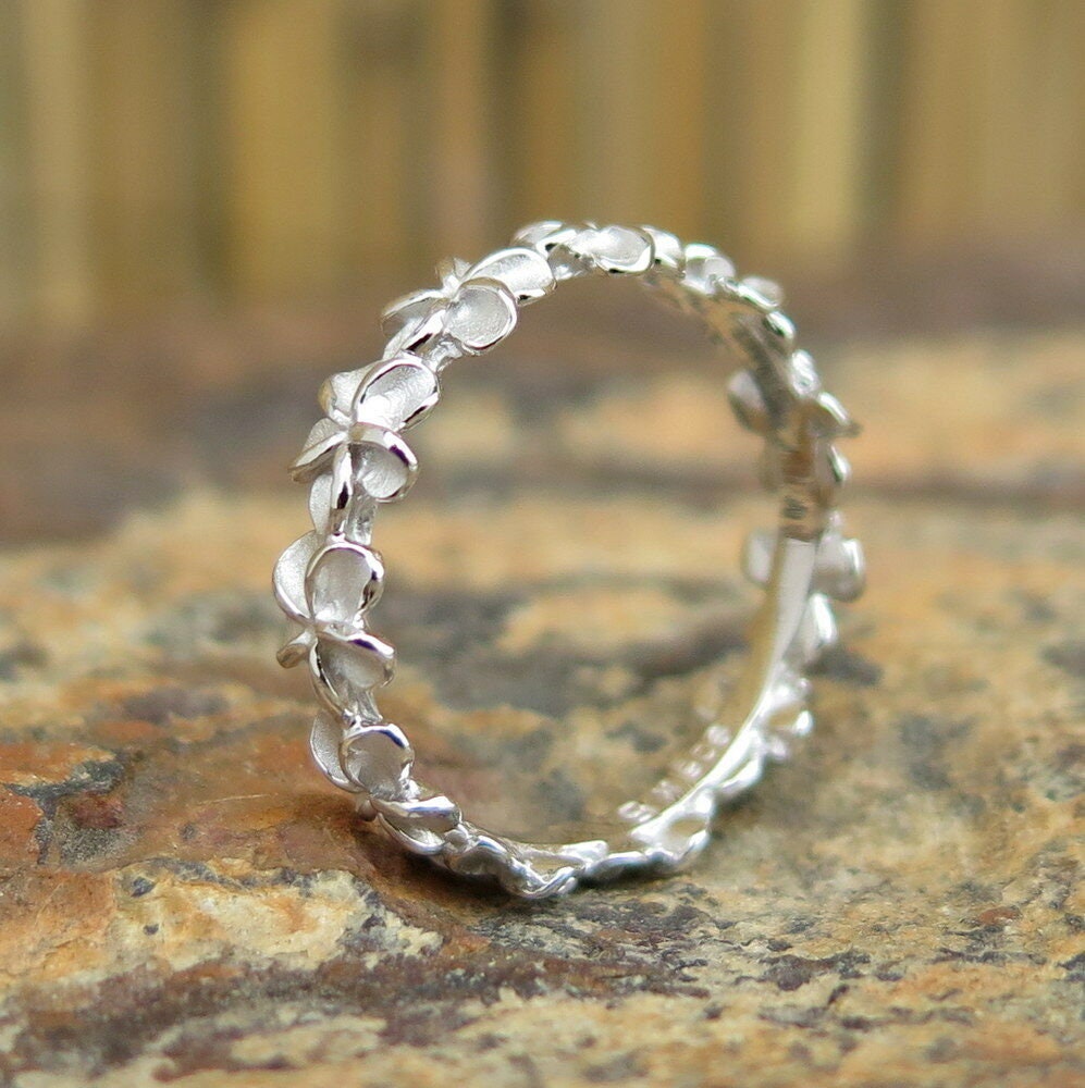 Plumeria Flower Lei Hawaii Jewelry 925 Silver Wedding Ring | Etsy