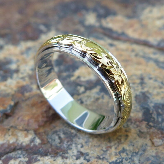 Hawaiian Design Jewelry Thick 925K Silver Gold Plated Scroll
