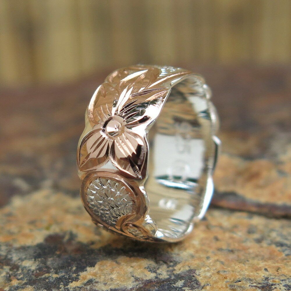 925 SILVER ROSE GOLD PLATED 2 TONE HAWAIIAN 2 In 1 PLUMERIA