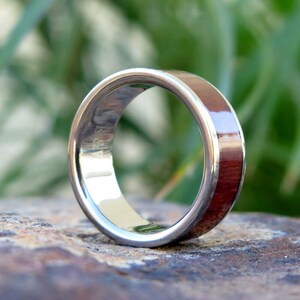 Hawaiian Koa Wood Jewelry Inlay Titanium Wedding Ring Band 8mm image 2