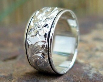 Hawaiian Design Jewelry 925K Sterling Silver Black Border
