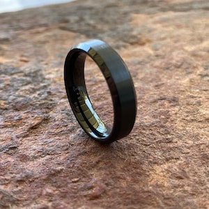 Hawaiian Jewelry Tungsten Black Polished Wedding Ring Band 6mm