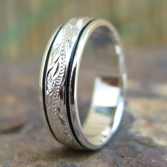 Hawaiian Design Jewelry 925K Sterling Silver Black Border