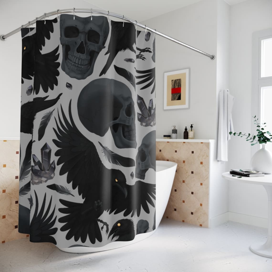 Goth Shower Curtains Black Shower Curtain Halloween Bathroom Etsy