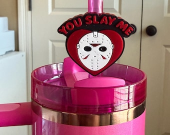 You Slay Me, Camp Crystal Lake 3d Printed Straw Topper: Fits Stanley 10mm Straws, 3D Printed & Standard Straws