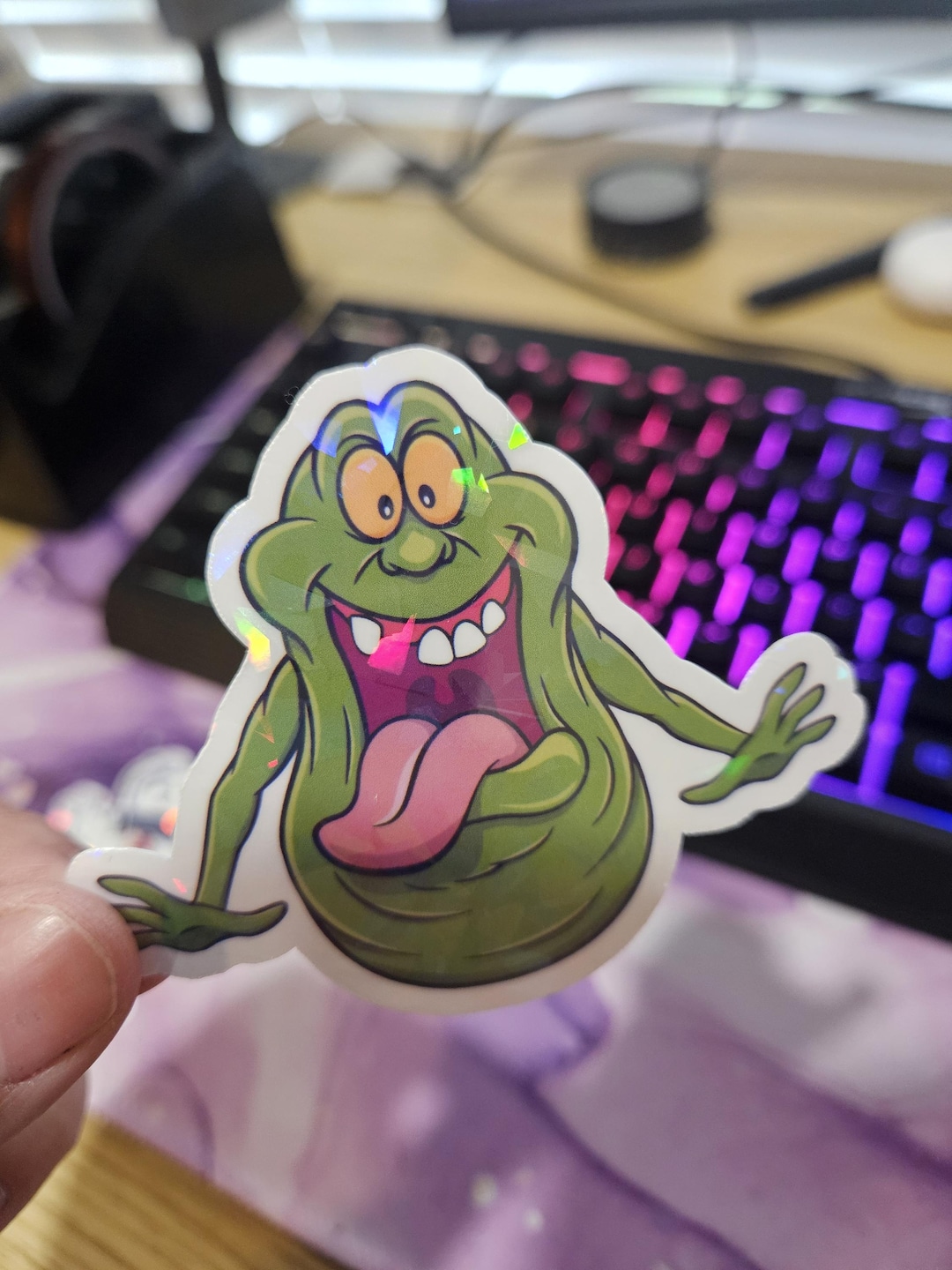 Slimer Sticker Retro Halloween, Ghostbusters, Slimer, Slimer Holographic Laminated ...