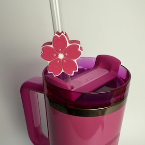 Cherry Blossom 3D Printed Straw Topper, Fits Standard & Stanley Straws, Topper 40oz Straw Toppers, Straw Toppers