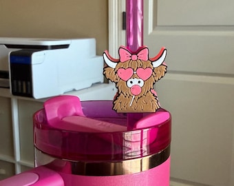 Bookish Bow 3d Printed Straw Topper: Fits Stanley 10mm Straws, 3D Printed & Standard Straws