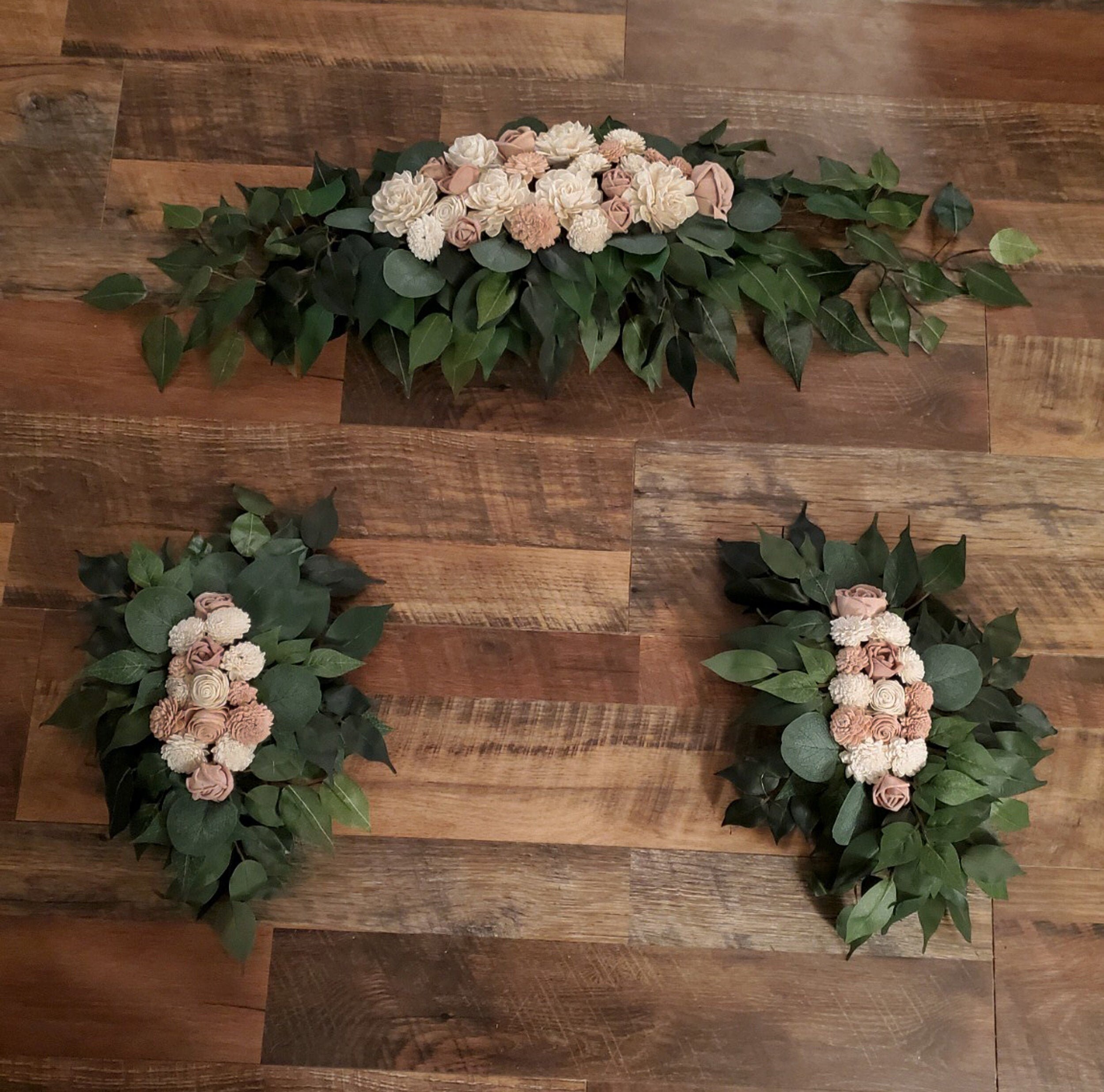 3PC Arbor Arch Dusty Pink Cream Sola Wood Flower Arrangement Etsy