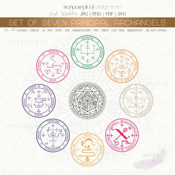 7 Angelic Seals from The Magic of Armadel. 7 sellos angelicos mágicos, sellos de Armadel