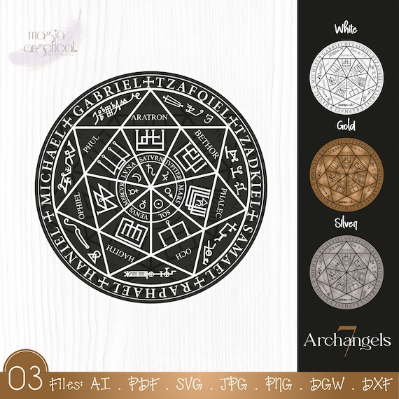 AFSTALR Halskette Herren 7 Erzengel Siegel Medaille Talisman Siegel Der Sieben Erzengel Amulett Ketten Anhänger Edelstahl Solomon Schmuck Für Herren