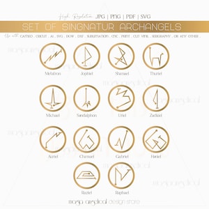 Signatures of the archangels, editables  vector firmas arcángeles, Sellos salomón, ritual de magia, Sigil, Talismán de Protección