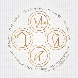 Archangels, Runes, Sigil, Seal Uriel, Raphael, Michael, Gabriel, Files svg, cnc, AI, PDF, silhouette, dwg, dxf. Talisman, Archangel Seals