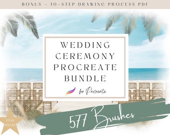 Procreate Wedding Stamps for Ceremony Illustration, Procreate Brushes Bundle, 577 Procreate Brushes, Wedding Planning, Digital Download