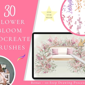 30 種類の水彩花の Procreate ブラシ、誕生月の花のスタンプ、花の Procreate スタンプ、ウェディング Procreate ブラシ、ワイルドフラワーの花のスタンプ